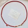 Vintage High-Quality 7A Pigeon Blood Red Chalcedony Multi-Layer Design Sweater Chain Necklace Collarbone Chain Female