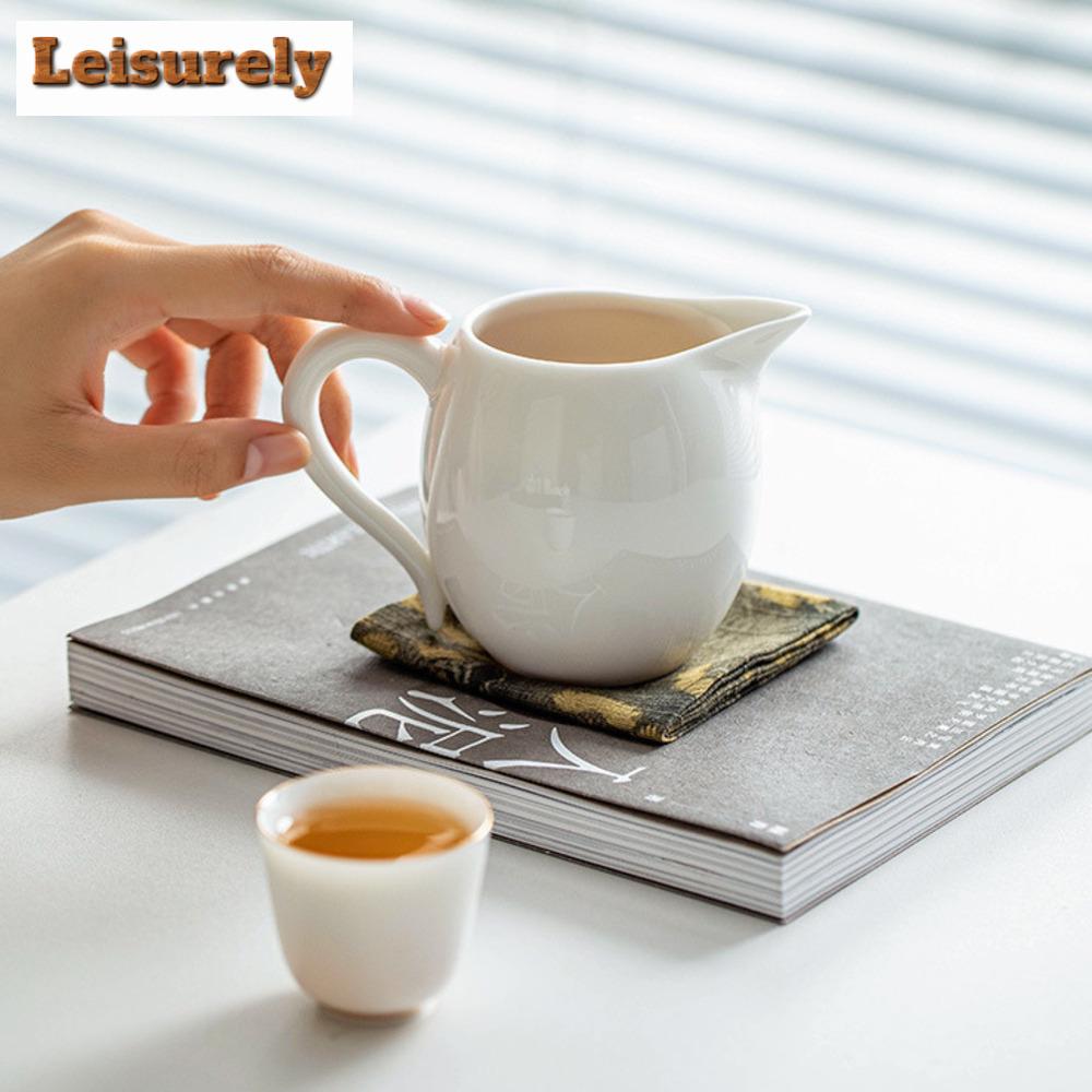 Dehua Sheep Fat Jade White Porcelain Tea Pitcher Antique Gold Painted Cha Hai Justice Cup Kung Fu Tea Tea Services Accessories