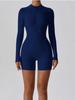 European-American Zipper Long-Sleeve Sexy Tight Jumpsuit - Brushed Nude Yoga Suit