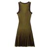 2025 Spring Women's Elegant Striped Patchwork Knit Sleeveless Waist-Cinching Dress