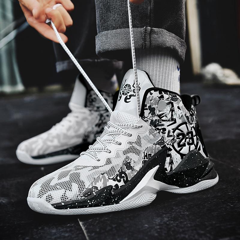 

High-top basketball shoes men s boots mesh children s rubber soles cement floor indoor and outdoor actual competition training sports shoes 45