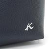 Kitamura RH0565 Shrink Leather 2-Way Pouch, Dark Blue with White Stitching, Navy Blue, 10901