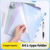 Gradient Multi-Layer Folder A4 Subject Classification Test Paper Folder Transparent L-Shaped Folder 6-Layer Classification File