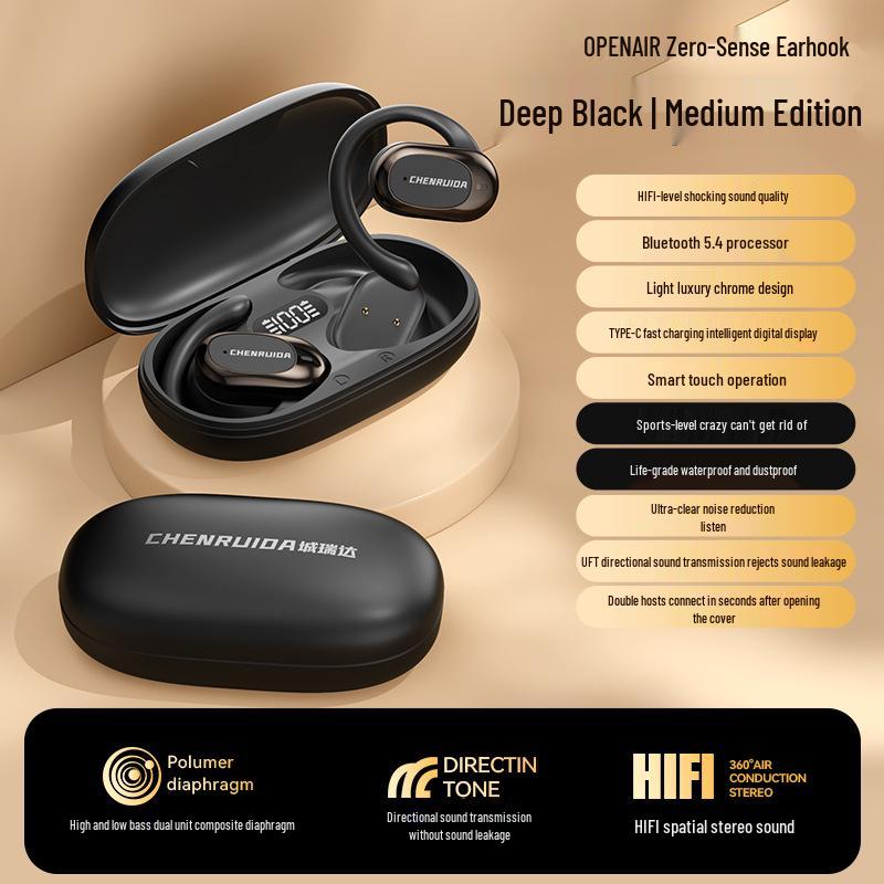 2024 Open-Ear Wireless Bluetooth Ear-Hook Headphones with Noise Cancelling & Long Battery Life