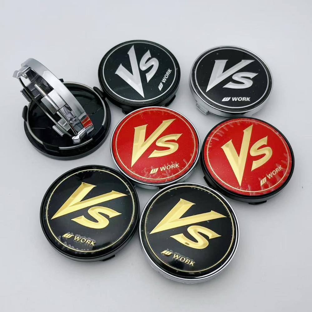 4pcs 60MM ( 56MM I.D ) VS W Work Logo Emblem Badge Car Wheel Center Caps Auto Rim Dust Cover Wheel Hub Hubcaps Car Accessories