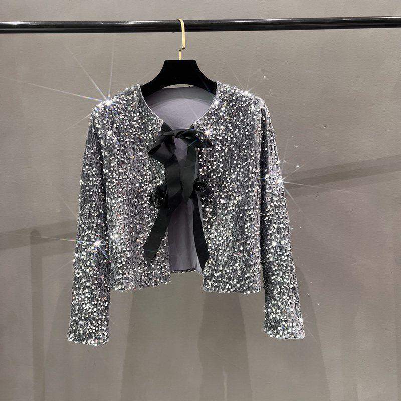 

Korean Inspired Sequin Bow Short Suit - Chic & Lightly Mature Style Large