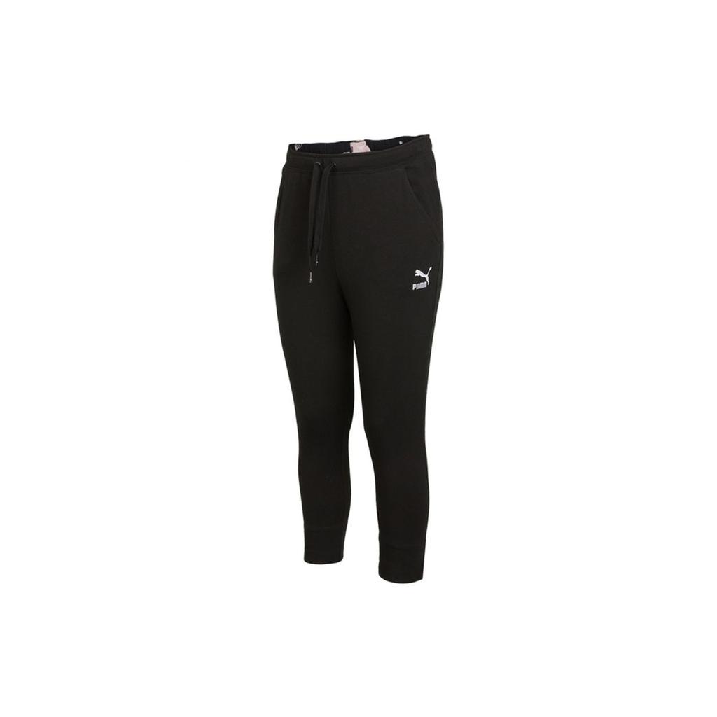 Puma Sports Training Drawstring Knitted Cropped Pants Women Bottoms Black 534120-01