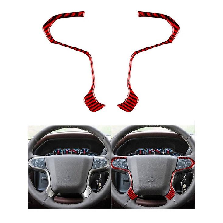 For Chevrolet Silverado 1500/GMC Sierra 1500 2014-2018 Carbon Fiber Steering Wheel Accent Stickers Car Interior Accessories