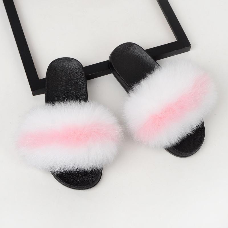 New Girls Fur Slippers Sandals Shoes Soft Luxury Women Lady Slides