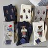 Trendy Little Bear Mid-Calf Women's Cotton Socks for Spring and Autumn