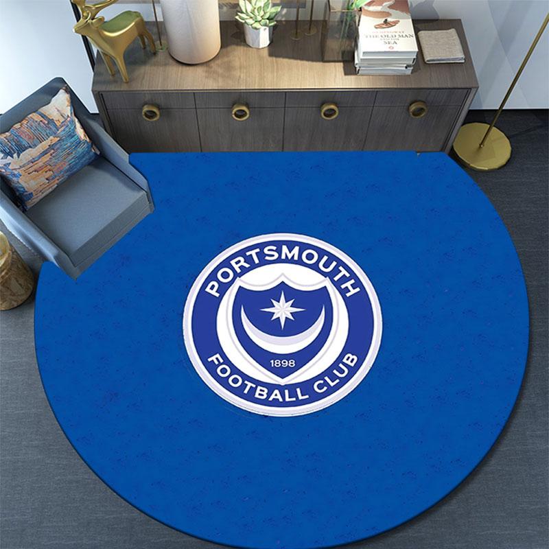 Portsmouth F.C,Round Area Rug,Carpet Rug for Living Room Bedroom Sofa Playroom Decor,Non-slip Floor Mat