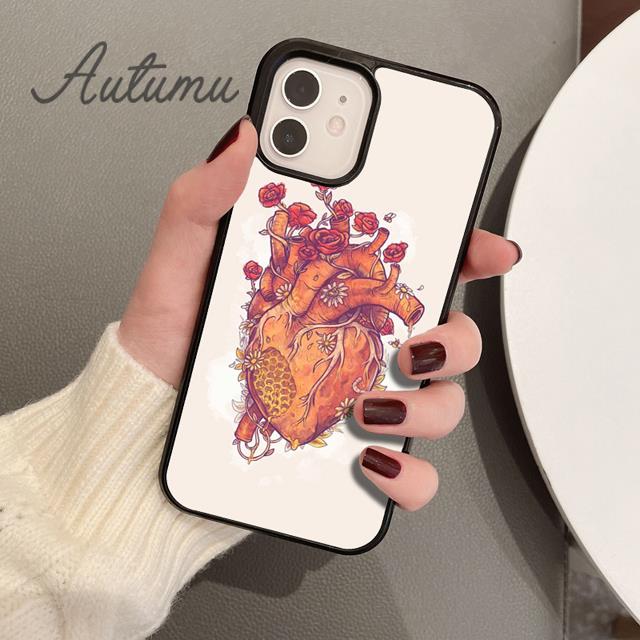 Blumenherz Handyhülle für iPhone 11 12 13 14 Pro Max mini X XR XS SE 2020 5 6S 7 8 Plus Samsung Galaxy S21 S22 Hülle