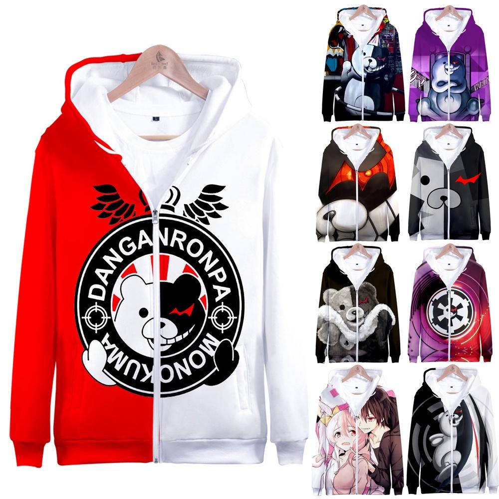 Cozy Danganronpa Monokuma Hoodie With Vibrant 3d Print For Anime Fans