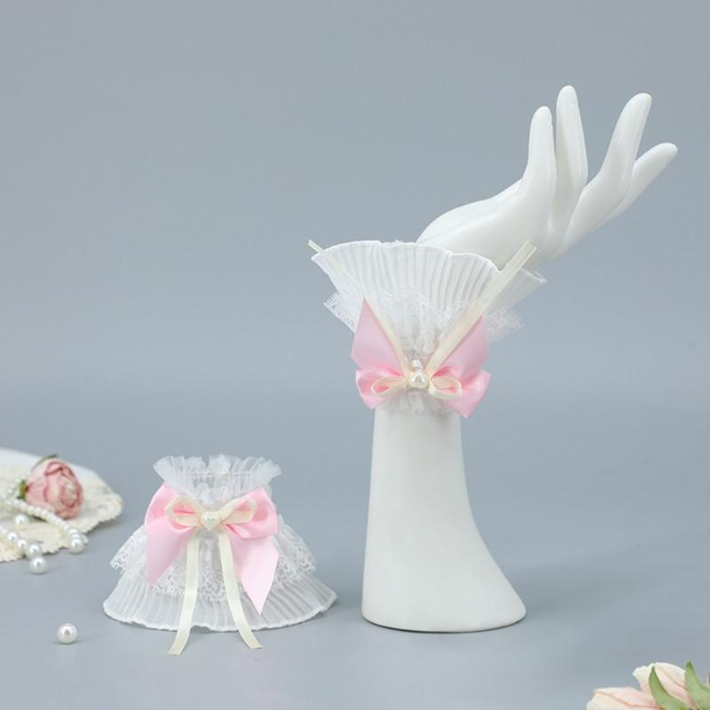 Sheer Ruffle Lace Cuffs Girls Elastic Wrist Cuffs for Y2k Girls Taking Photo Shirt Decorations Female Lace Wrist Cuffs