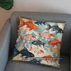 2D Stylish Koi Fish Pattern Decorative Pillow Cover Pattern Cushion Cover Suitable For Sofa Bedroom Car Pillow Cover