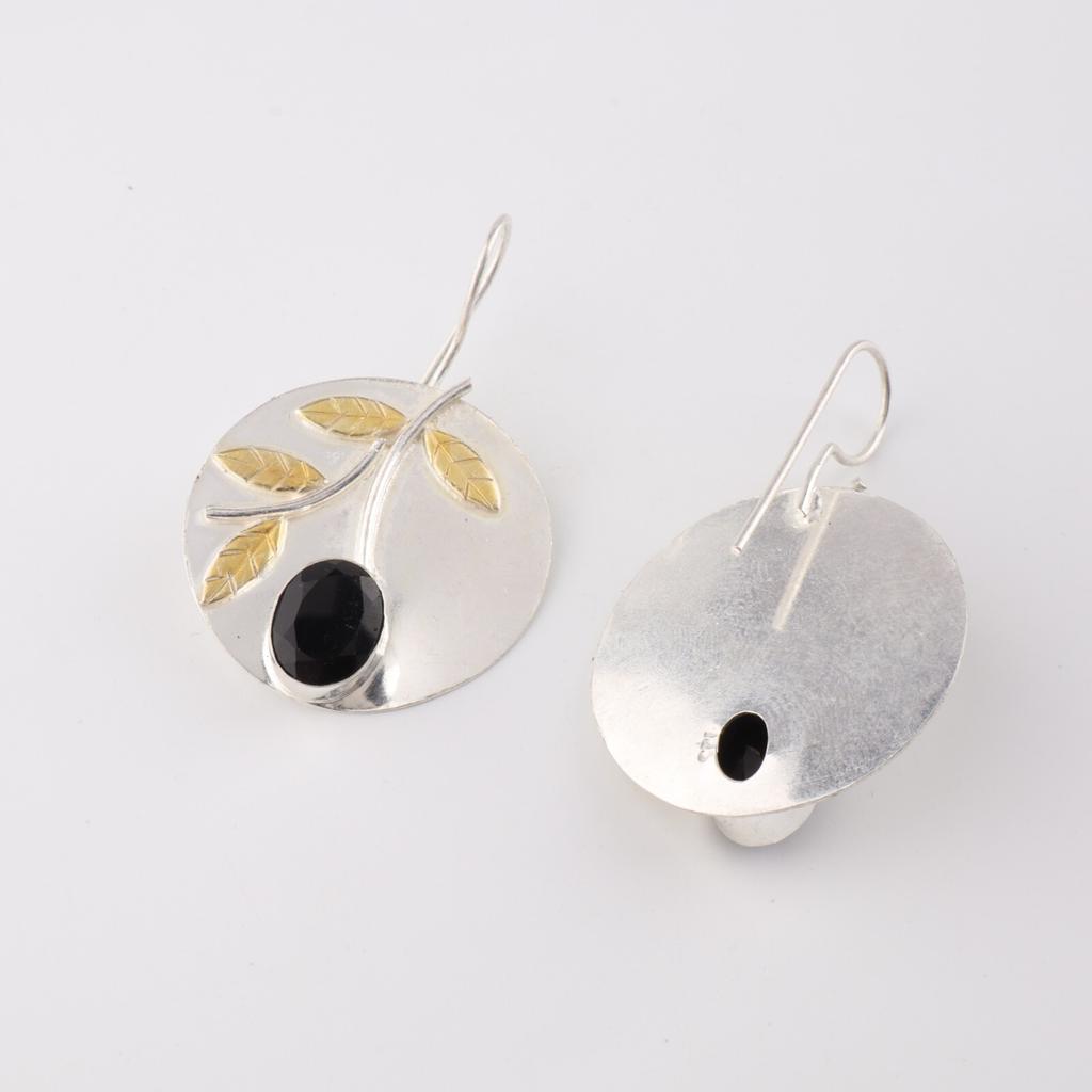 Black Onyx Gemstone 925 Sterling Silver Jewelry Handmade Earrings1.73" For Women EE-176-8