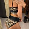Goldener bedruckter Bikini mit hoher Taille, Damen-Bademode, zweiteiliges Bikini-Set, Badeanzüge mit Spleißen