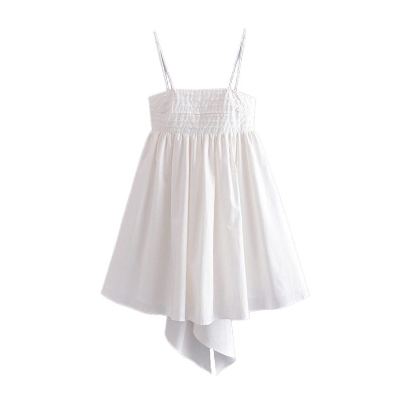 

French Style White Suspender Dress Backless Bow Zhao Lusi with pure white L