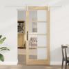 vidaXL Sliding Door with 'ORKDAL' Hardware Set Solid Wood &; Glass 3331913