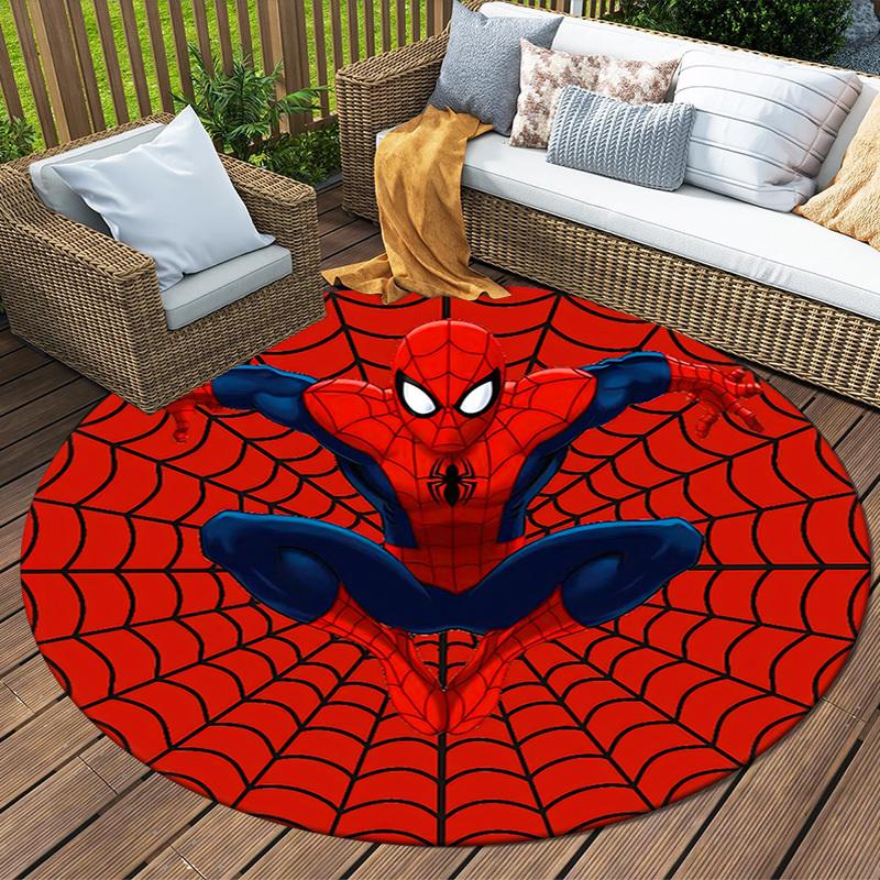 1 szt. Okrągły dywanik Marvel Spider-Man, antypoślizgowy, można prać w pralce, poliestrowy dywan do dekoracji salonu i sypialni