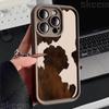 Custodia per Telefono con Fantasia Pelle di Mucca Marrone Vintage per iPhone 16 Pro Max 15 14 13 12 11 16E 7 8 Plus X XS XR Cover Morbida Antiurto Opaca