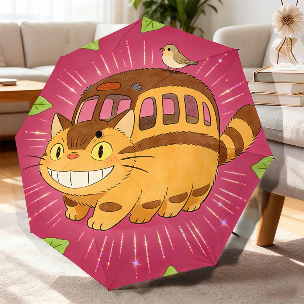 

1 Automatic Open/Close Folding Umbrella with Cute Anime Dance Design, Canopy, Compact Portable for Outdoor Travel Umbrella Sui (as the picture,Iron&8K)