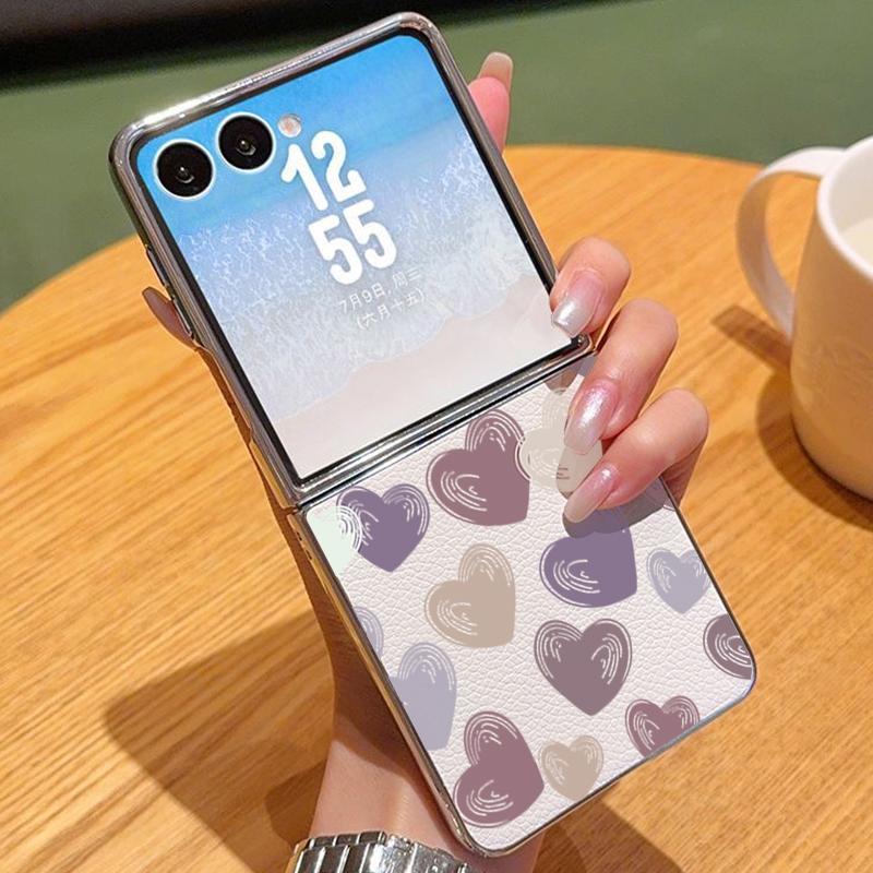 

Candy Color Love Hearts Case For Samsung Z Fold 7 6 5 Luxury Hybrid 3in1 Leather Skin Plating Folding Phone Cover For Samsung Z Fold7 Fold6 Fold5 Samsung Z Flip7 FE/Flip6 бежевый