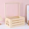 Wooden Baby Clothes Organiser Basket Easy Assembly Long Handle Wood Storage Crate Handmade Gift For New Parents
