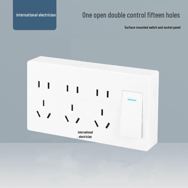 Ultra-Thin One-Way Multi-Control Electrical Surface Switch & Socket Panel with Box