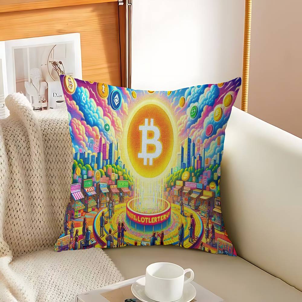 B-Bitcoin Cushion Cover Pillowcase Upholstery Sofa Throw Pillow Home Decor Pillowcas