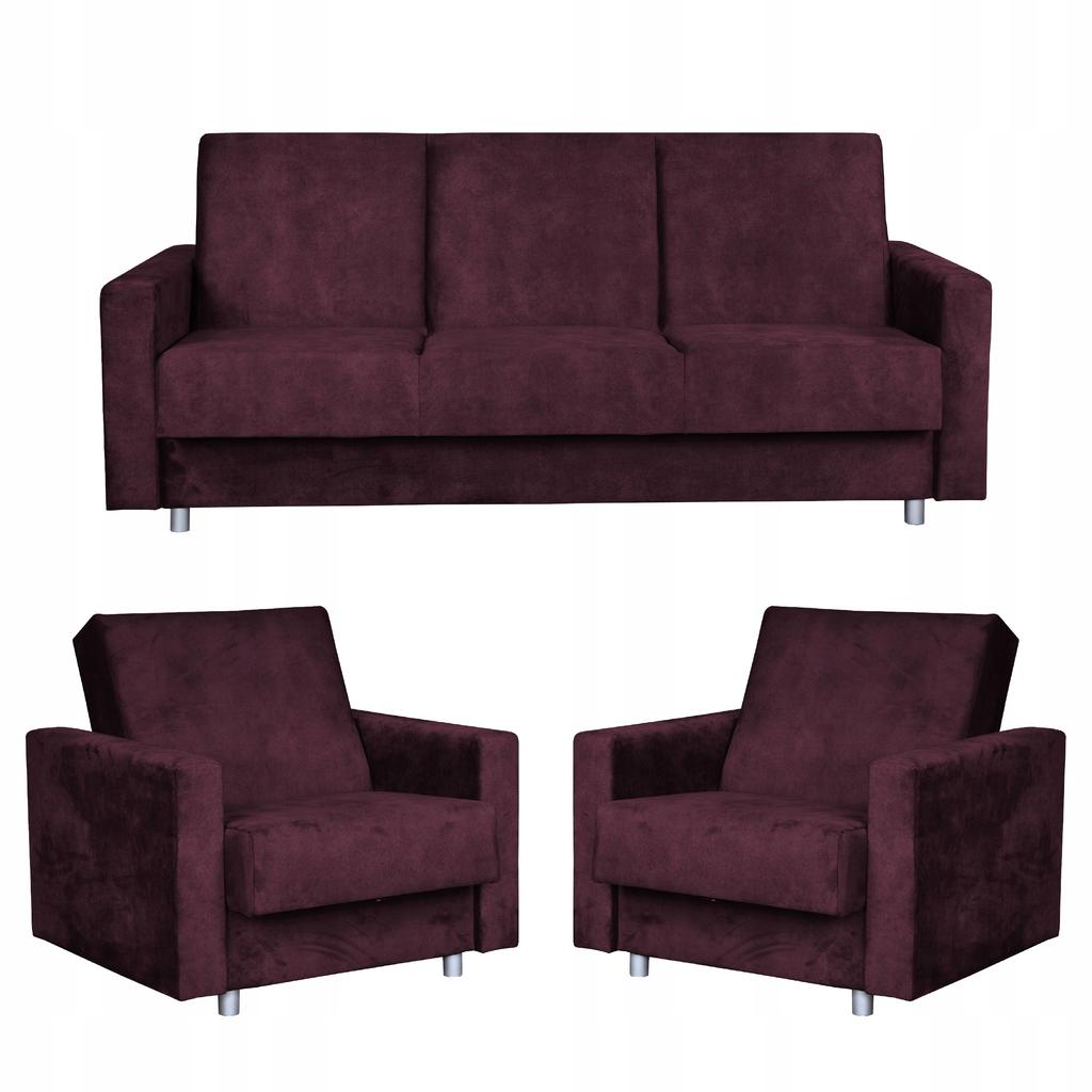 Entspannungsmöbelset Alicja Ausklappsofa Sofa Sessel Family Möbel lila