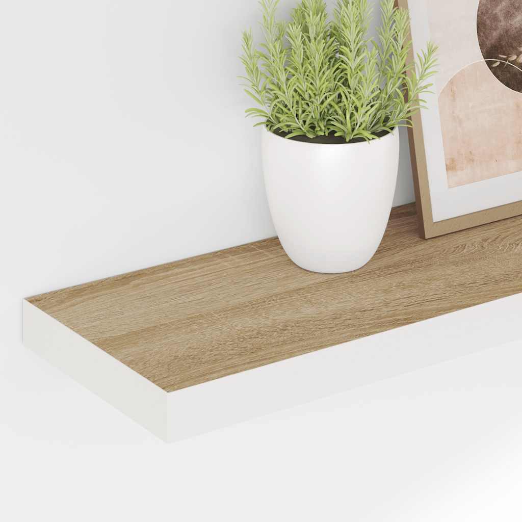 Vidaxl Półki Ścienne, 4 Szt., Dębowo-Białe, 90X23,5X3,8 Cm, Mdf