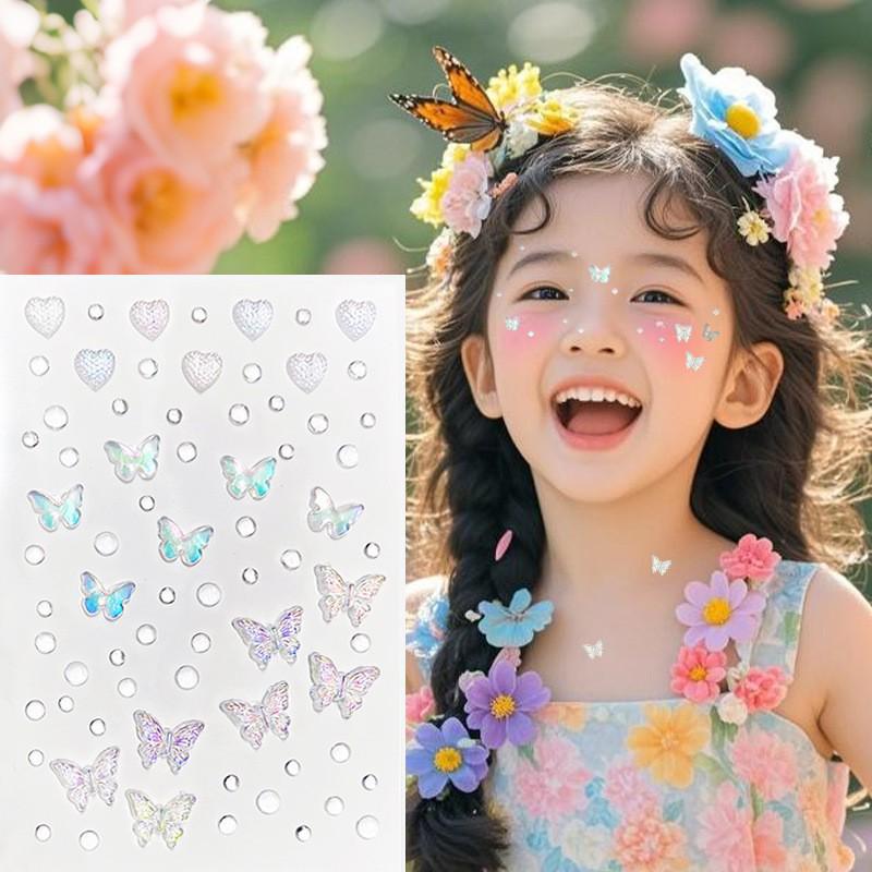 Iridescent Aurora Butterfly Eye & Nail Decals: Translucent Face and Decoration Stickers