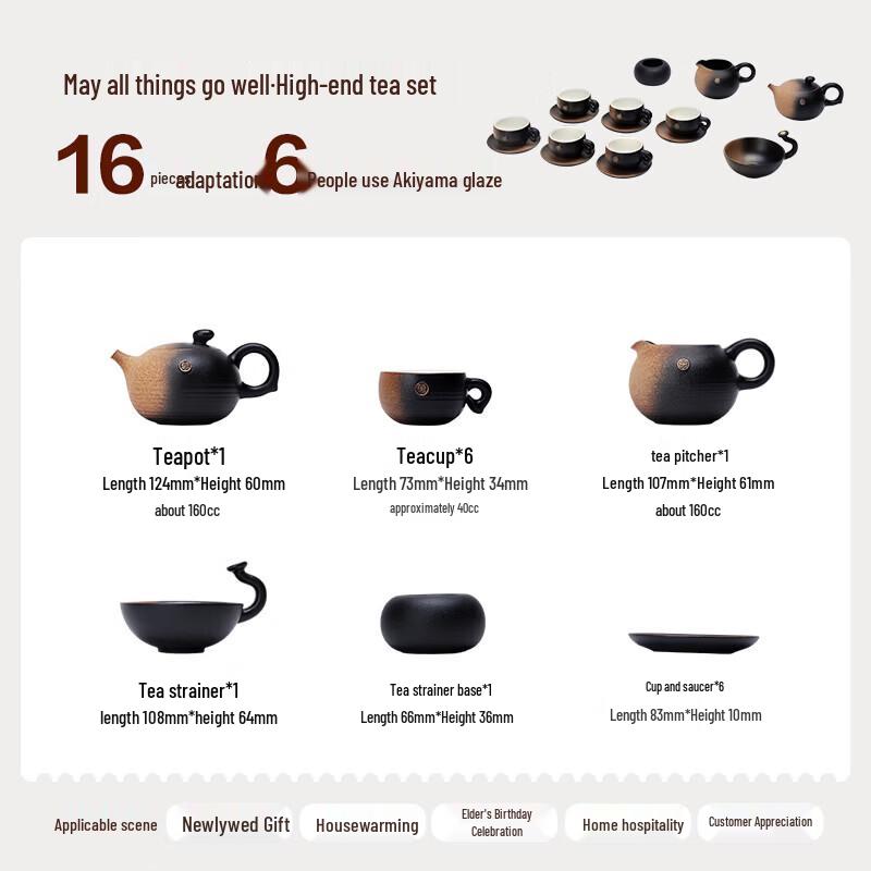 Edenus Auspicious Autumn Glaze Ceramic Tea Set