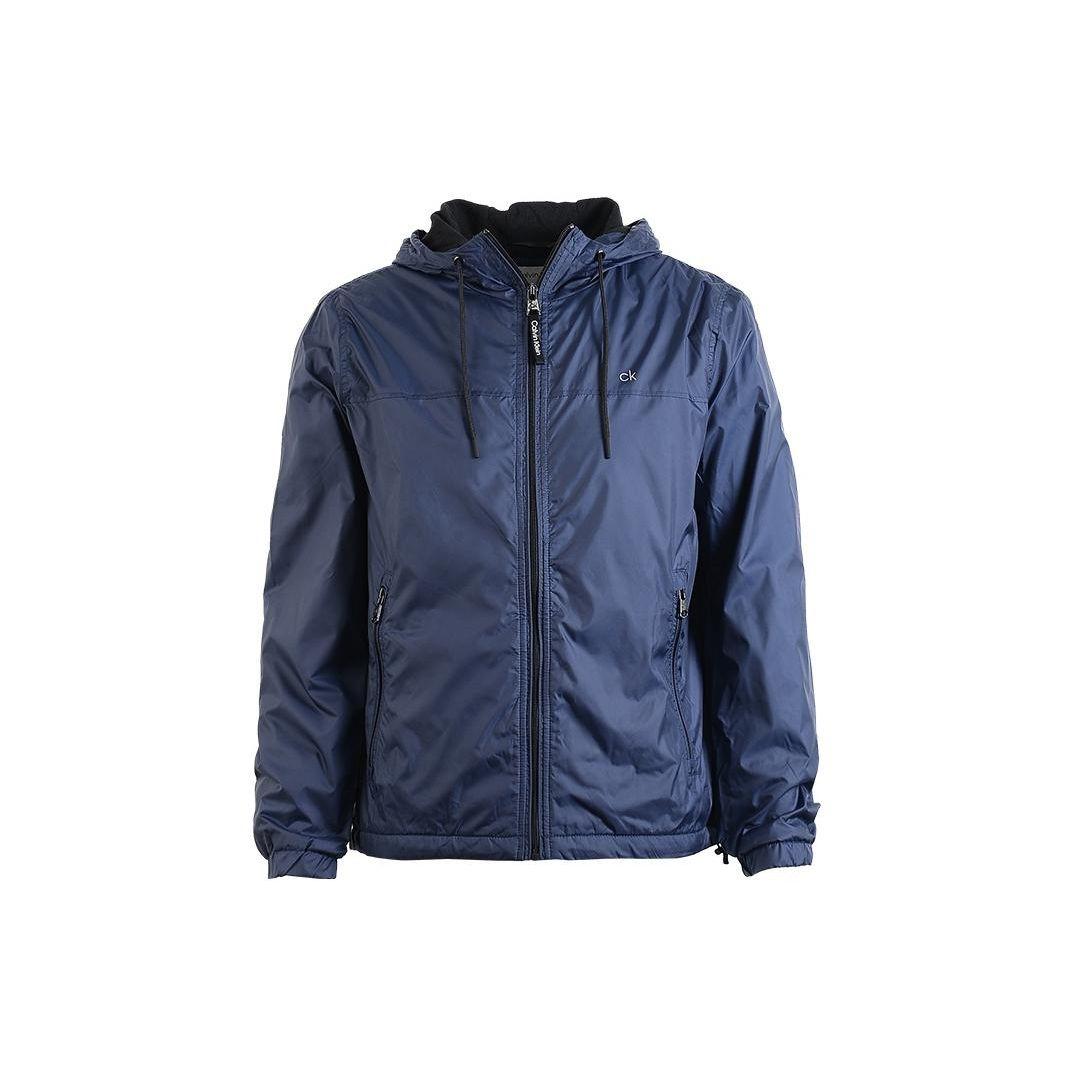 CALVIN KLEIN Solid Hooded Windproof Waterproof Structured Drawstring Waist Techwear Jacket Men CM234687-NVY S