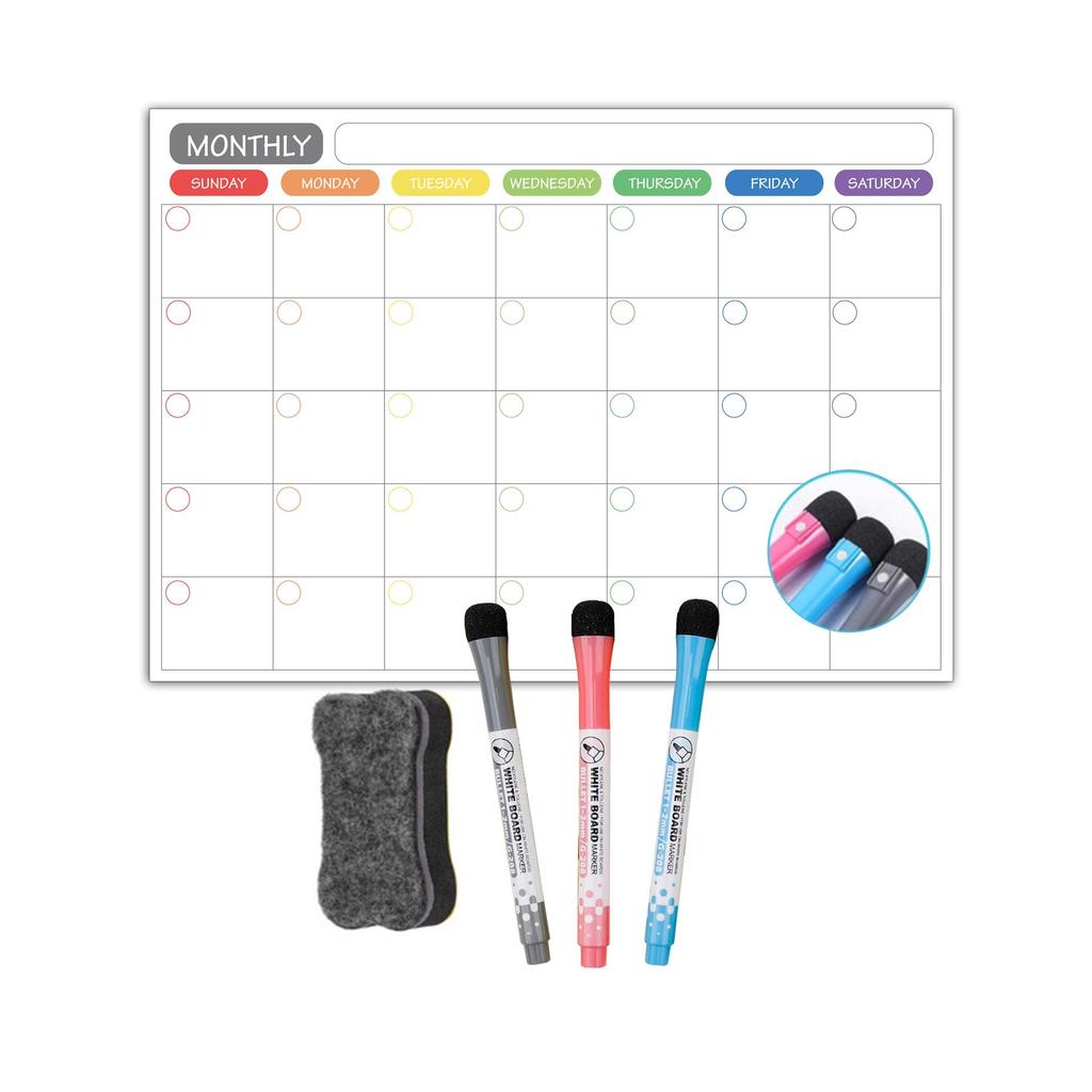 A3 Magnetic Erasable Monthly & Weekly Planner Whiteboard Set for Refrigerator