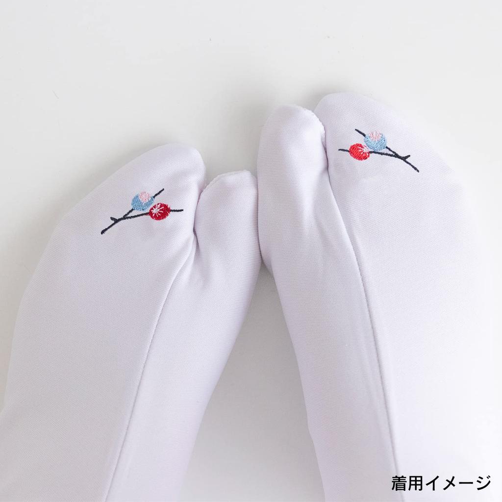 KYOETSU Embroidered Tabi Socks with Japanese Pattern and Tabi Cover Women's Non-Slip (Sizes 21-22cm, E. Kanzashi)