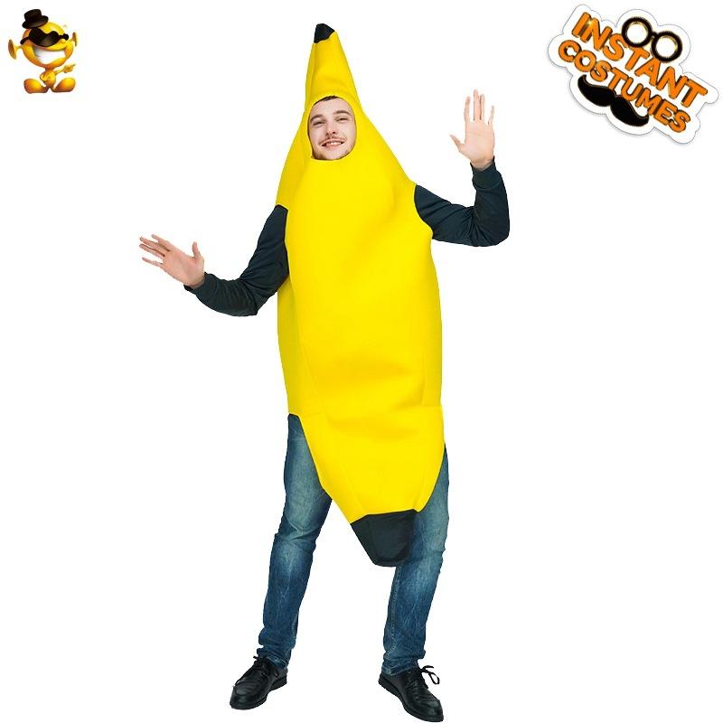 

Adult couples Halloween spoof banana costumes, funny fruit banana carnival stage show party costumes One size fits all
