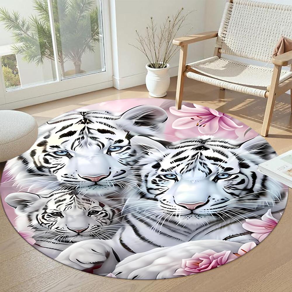Tiger Round Carpet Design for Decorate room Outdoor Study room Balcony Antislip Round Carpet Decorate Offices Perfect Gift for Women Men