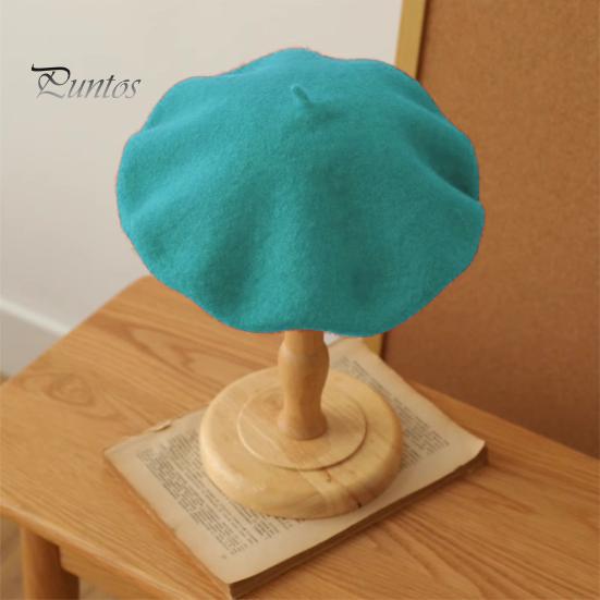 Women Beret Vintage Solid Color Painter Hat Wool Blend French Style Artist Cap Lightweight Headwear for Party Outdoor