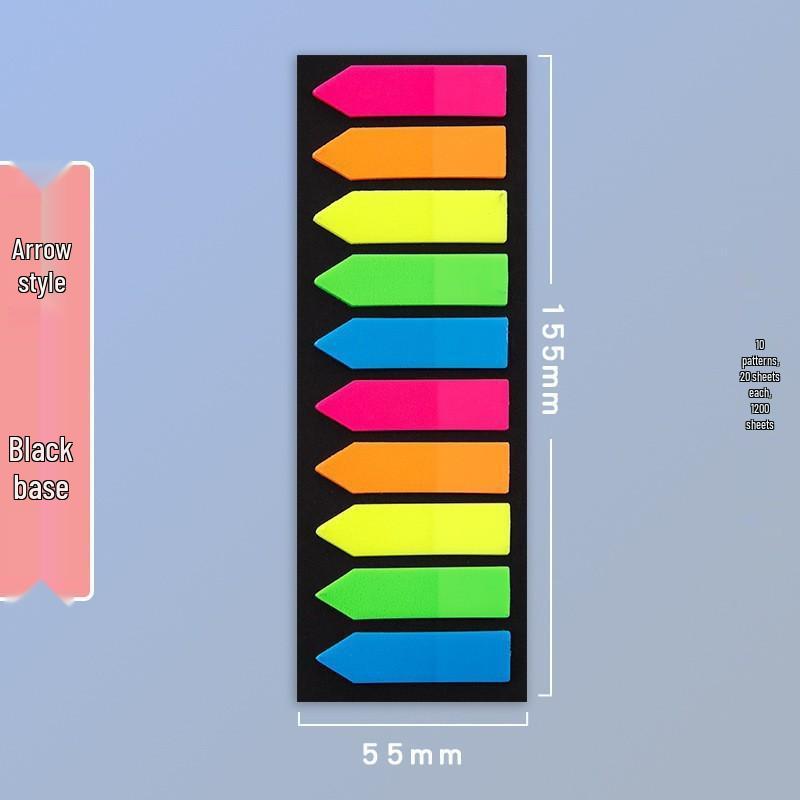 Transparent Sticky Note Strips: Fluorescent Color Arrows, Strong Adhesive, Reusable Index Stickers