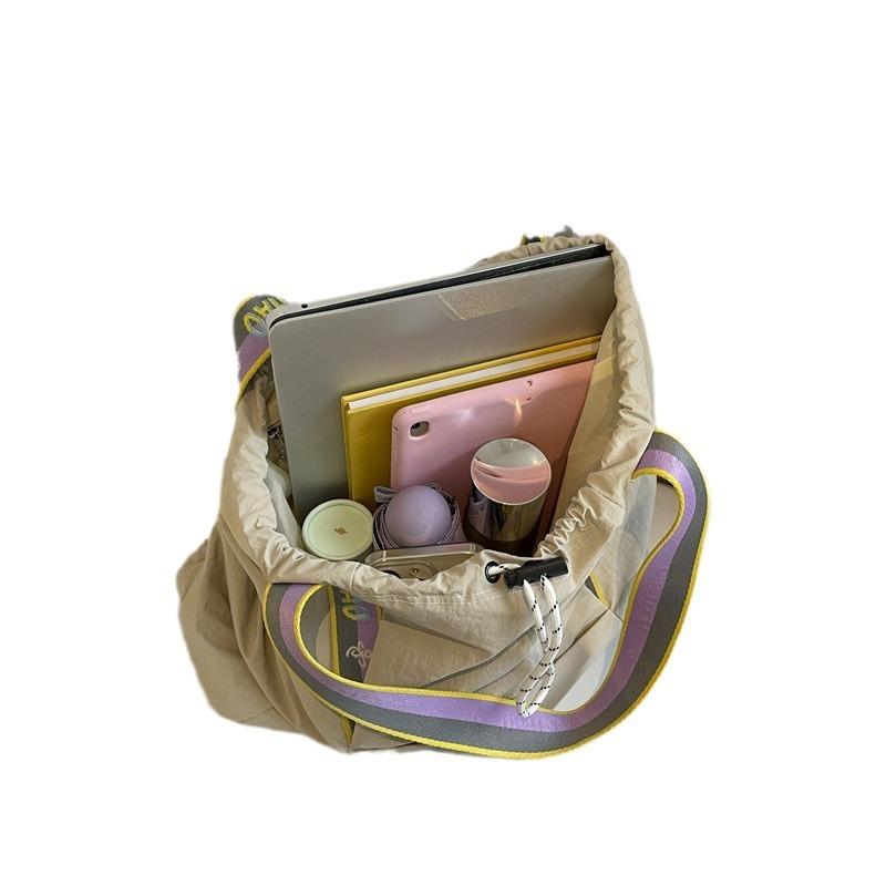 New Casual Nylon Drawstring Backpack Campus Versatile Sports Satchel Large Capacity Shoulder Tote Bag