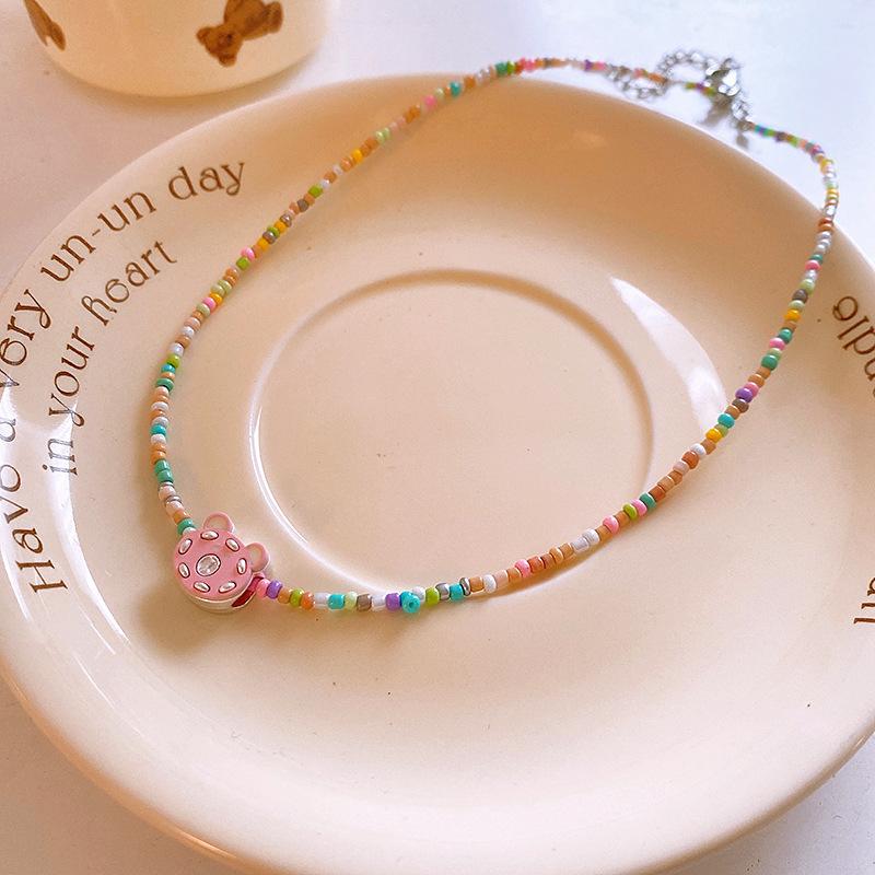 

Минималистичное ожерелье-подвеска в виде медведя из рисовых бусин, модная и уникальная нишевая цепочка для ключицы, темпераментное ожерелье, ювелирные изделия, женское, с высоким чувством стиля