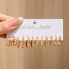 Elegant Retro Twisted Pearl & Metal Hoop Earrings Set for Women