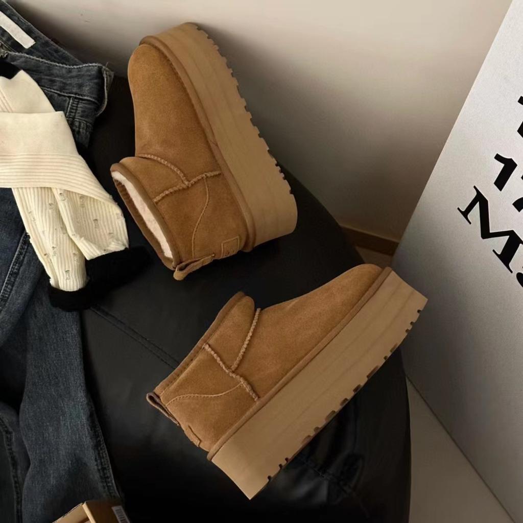 Henan Sangpo Village snow boots fur integrated short tube mini thick-soled muffin mini small short thickened cotton boots