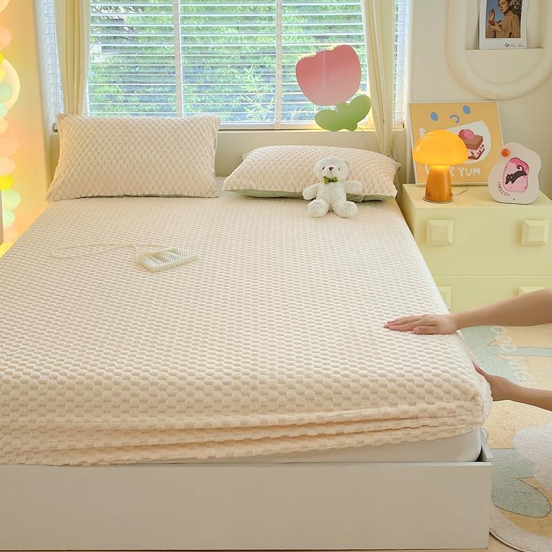 Skin-friendly Bedsheet Soft Fitted Sheet Flannel Bed Cover Warm Bed Linen Queen Size Sheets Drap Housse (Pillowcase Need Order)