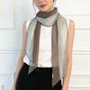 Women Silk Scarf Vintage Elegant Striped Double Sided Print Neck Wrap for Professional Occasions