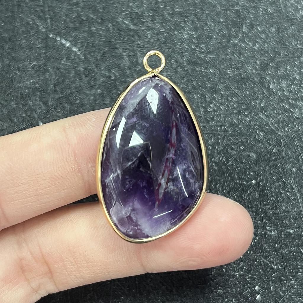 1 Stück, Energie-Naturstein-Anhänger, Böhmischer Stil Handgefertigt Unregelmäßiger Kristallachat Amethyst Jade Edelstein Anhänger für Schmuckherstellung DIY 20×35mm