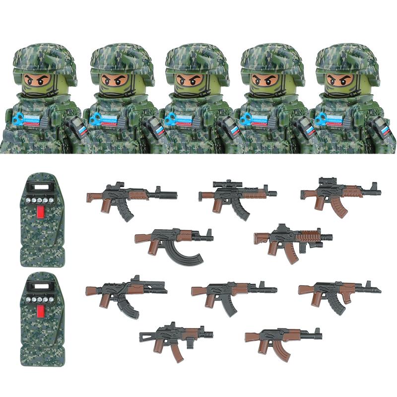 City Army Figures Building Blocks Russia Army Soldiers Weapons Special Combat Uniform Shield Combat Vests Shields Brick Toys