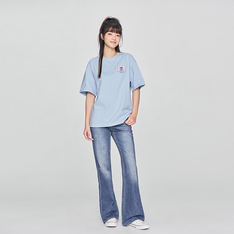Lee T-Shirts Unisex Sky Blue Crew Neck Moderate LUT0092503RX00FA07954